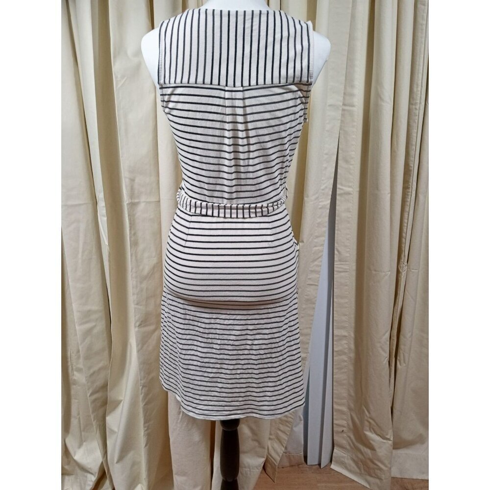 Monteau Los Angeles Womens White/Black Stripe Tied Waist Dress Size Small - Picture 8 of 14